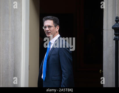 Steve Baker, Vorsitzender des European Research Group, kommt an 10 Downing Street für ein Treffen. Stockfoto