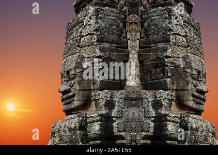 König Jayavarman VII., Bodhisavatta, Bayon, Angkor Thom, Kambodscha Stockfoto