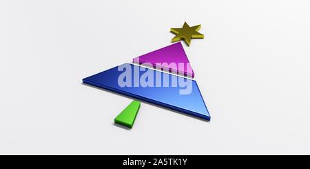 Weihnachtsbaum Grußkarte Grafik Farben 3D-Bild Stockfoto