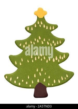 Holz Weihnachtsbaum auf weißem Hintergrund Stockfoto