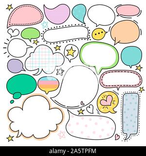 Rede cloud. Cute Vektor einrichten von sprechblase Hand gezeichnet. Doodle style für Chat. Stock Vektor