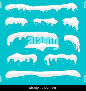 Snow Cap für Design und Dekoration von Weihnachten Grußkarten. schneeverwehungen eingestellt. Snow Cap vektor Sammlung. Winter Dekorationselement. Cartoon templat Stock Vektor