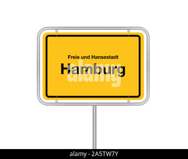 Ortsschild, Stadt, Freie Hansestadt Hamburg, Hamburg, Bundesrepublik Deutschland, Stockfoto