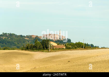 Ausblick auf Pienza in der Toskana, Italien. Stockfoto