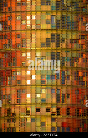 Torre Herrlichkeiten, aka Agbar Tower, Detail. Barcelona, Katalonien, Spanien. Stockfoto