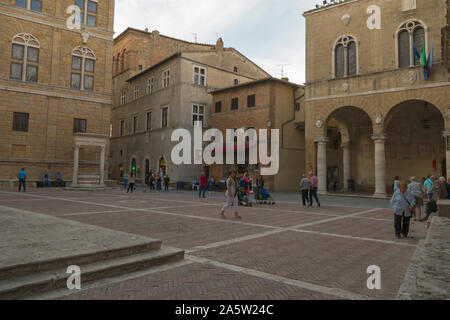 Pienza/Italien 21 2018: Pienza Platz der Kathedrale der Toskana, Italien. Stockfoto