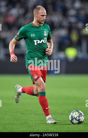 Turin, Italien. 22 Okt, 2019. Benedikt Howedes von Lokomotive Moskau während der UEFA Champions League zwischen Juventus Turin und Lokomotive Moskau am Stadion, Juventus Turin, Italien am 22. Oktober 2019. Foto von Giuseppe Maffia. Credit: UK Sport Pics Ltd/Alamy leben Nachrichten Stockfoto