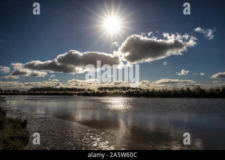 Marine Landschaft Sonnenuntergang in Mar Chiquita Lagune Stockfoto