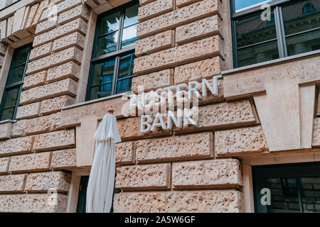 Berlin, Deutschland - 20. September 2019: Austernbank, Unterzeichnen in Berlin Stockfoto