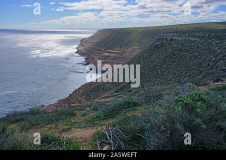 Blick auf die Steilküste Kalbarri National Park in der Mitte der West Region von Western Australia. Stockfoto