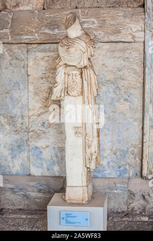 Athen, Griechenland - April, 2018: Unterstützung für eine Statue des Hermes, der säugling Dionysos am Stoa des Attalos in Athen Stockfoto