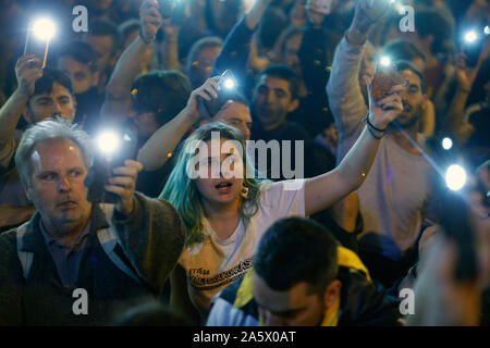 Barcelona Demonstrationen independantists nach dem Satz von Spanien Gericht halten im Gefängnis der Katalanischen Politik im Gefängnis seit 2017 Stockfoto