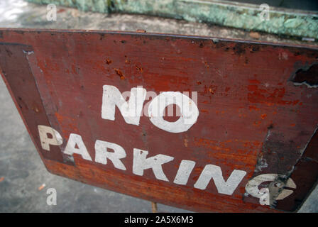 Kein Parkplatz Schild, Yangon, Myanmar, Asien. Stockfoto