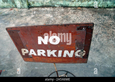 Kein Parkplatz Schild, Yangon, Myanmar, Asien. Stockfoto