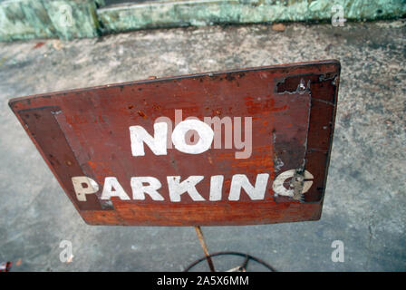 Kein Parkplatz Schild, Yangon, Myanmar, Asien. Stockfoto