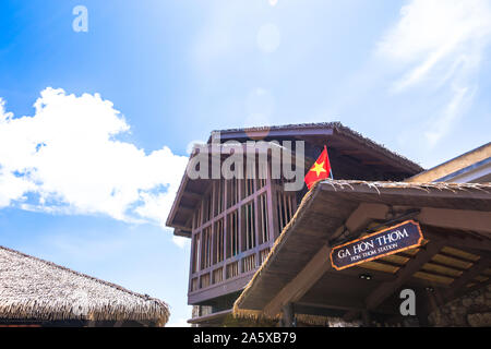 Hon Thom Seilbahnstation in Phu Quoc Vietnam, eines der Station Gehäuse die längste Seilbahn Seilbahn der Welt Stockfoto