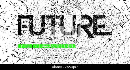 Zukunft laden, Fortschrittsbalken, Techno Design, raue Textur Stock Vektor
