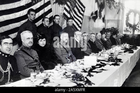 Präsident Wilson's Christmas Dinner in Chaumont. Das Abendessen war an Präsident Wilson und seine Gäste in einem Chateau in Montigny-le-Roin, die verwendet wurde, als einen französischen Krankenhaus ca serviert. 1918 Stockfoto