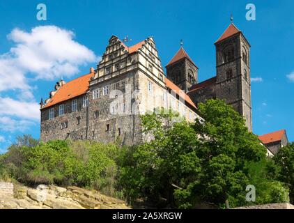 Schlossberg mit Stiftskirche St. Servatii, Quedlinburg, Sachsen-Anhalt, Deutschland Stockfoto