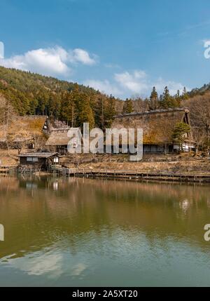 Wiederaufbau eines alten japanischen Dorf, Hida Minzoku Mura Folk Village, Hida keine Sato, Takayama, Japan Stockfoto