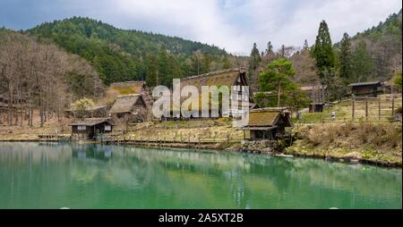 Wiederaufbau eines alten japanischen Dorf, Hida Minzoku Mura Folk Village, Hida keine Sato, Takayama, Japan Stockfoto