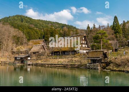 Wiederaufbau eines alten japanischen Dorf, Hida Minzoku Mura Folk Village, Hida keine Sato, Takayama, Japan Stockfoto