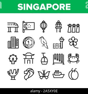 Singapur Sammlung traditioneller Symbole Set Vektor Stock Vektor
