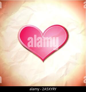 Herz auf das zerknitterte Papier Stock Vektor