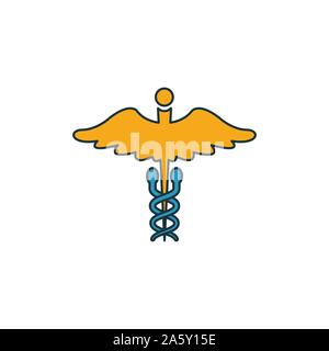 Caduceus Glyph Icon Set. Vier Elemente in verschiedenen Stilen aus Medizin icons Collection. Kreative caduceus Glyphe Icons, Outline, farbige und Stock Vektor