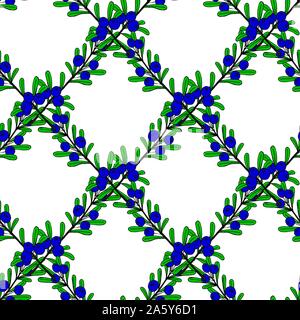 Weihnachten nahtlose Muster der roten und blauen Stechpalme Beeren. Weihnachtsfeiertag Muster. Vektor nahtlose Muster frohe Weihnachten Muster. Stock Vektor