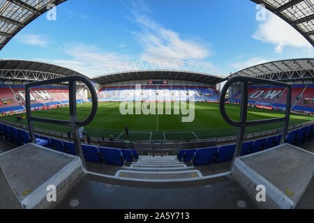 20. Oktober 2019, DW Stadium, Wigan, England; Sky Bet Meisterschaft, Wigan Athletic v Nottingham Forest: Eine allgemeine Ansicht von DW-Stadion, Austragungsort für das heutige Spiel. Credit: Richard Long/News Bilder Stockfoto