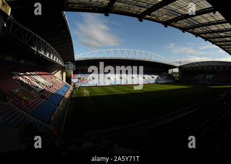 20. Oktober 2019, DW Stadium, Wigan, England; Sky Bet Meisterschaft, Wigan Athletic v Nottingham Forest: Eine allgemeine Ansicht von DW-Stadion, Austragungsort für das heutige Spiel. Credit: Richard Long/News Bilder Stockfoto