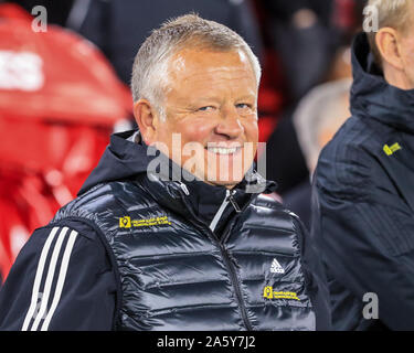 21. Oktober 2019, Bramall Lane, Sheffield, England; Premier League, Sheffield United v Arsenal: Chris Wilder Manager von Sheffield United vor Start der Credit: Mark Cosgrove/News Bilder Stockfoto