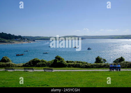 Blick über die Mündung des Flusses Camel Rock Padstow Padstow zu Plymouth Cornwall England Stockfoto