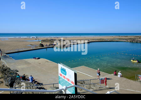 Bude Meer Pool Summerleaze Beach Bude Cornwall England Stockfoto