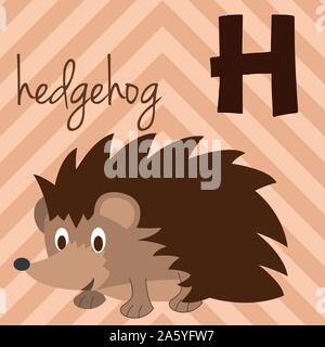 Cute cartoon Zoo illustrierte Alphabet mit lustigen Tieren: H für Igel. Englische Alphabet. Lernen zu lesen. Isolierte Vector Illustration. Stock Vektor