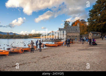 Derwentwater ist eines der wichtigsten Organe des Wasser im Lake District National Park in North West England. Es liegt ganz innerhalb der Gemeinde von Al Stockfoto