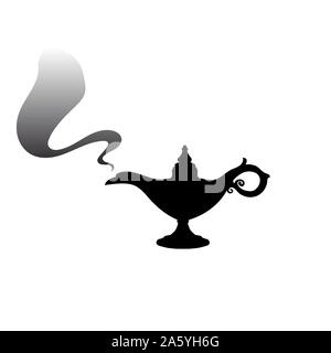 Magische Märchen genie lamp Silhouette. Vector Illustration. Stock Vektor