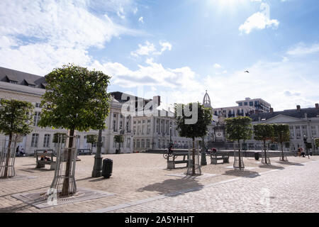 Brüssel, Belgien - 22 September, 2019: Die märtyrer Platz in Brüssel und der Pro Patria Denkmal an einem sonnigen Tag. Stockfoto