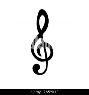 Silhouette Symbol Black music Violinschlüssel. Vector Illustration Stock Vektor