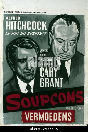 Verdacht USA Jahr: 1941 Regie: Alfred Hitchcock Poster (Belgien) Stockfoto