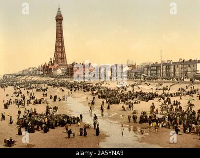 Die Promenade und der Turm von Pier Süd, Blackpool, England 1900 Stockfoto