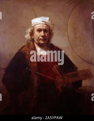 Rembrandt Harmenszoon van Rijn-Bild mit dem Titel "Selbstporträt mit zwei Kreisen". Rembrandt (1606-1669), niederländischer Maler und Radierer des Goldenen Zeitalters und des Barock Periode. Datierte 1660 Stockfoto