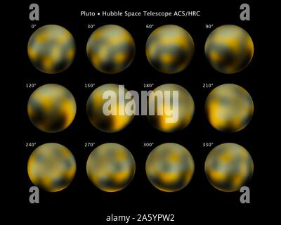 Blick auf Pluto, Künstler Eindruck basierend auf 2015 NASA Bild Stockfoto