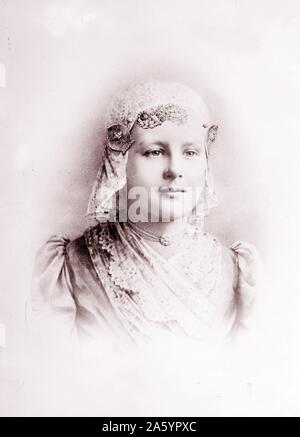 Ihre Majestät, Königin Wilhelmina der Niederlande. Als eine Mädchen im Alter von 10-1890 Stockfoto