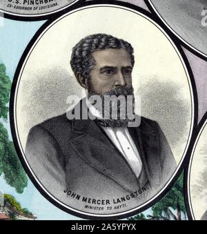 John Mercer Langston (14. Dezember 1829 – 15. November 1897) war ein US-amerikanischer Abolitionist, Rechtsanwalt, Erzieher, Aktivist und Politiker. Er war der erste Dekan der Rechtswissenschaftlichen Fakultät an der Howard University Stockfoto