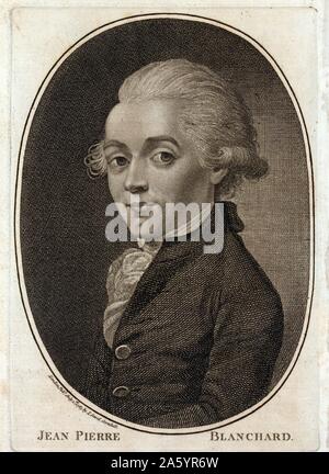 Porträt des französischen Erfinders Jean Pierre Blanchard (1754-1809), am besten bekannt als Pionier in der Ballonfahrt. Vom Jahre 1785 Stockfoto