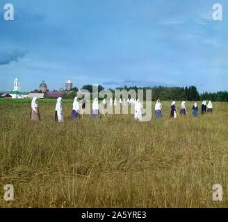 Russische Bäuerinnen arbeiten auf dem Land im Sommer im zaristischen Russland 1905 Stockfoto