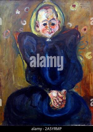 Frau in einem blauen Kleid 1924 von Chaim Soutine 1893-1943. Chaïm Soutine war ein russischer Maler des belarussischen jüdischer Herkunft. Soutine trug maßgeblich zu der expressionistischen Bewegung während des Lebens in Paris. Stockfoto