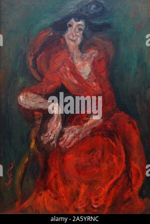 Frau in rot 1924 von Chaim Soutine 1893-1943. Chaïm Soutine war ein russischer Maler des belarussischen jüdischer Herkunft. Soutine trug maßgeblich zu der expressionistischen Bewegung während des Lebens in Paris. Stockfoto
